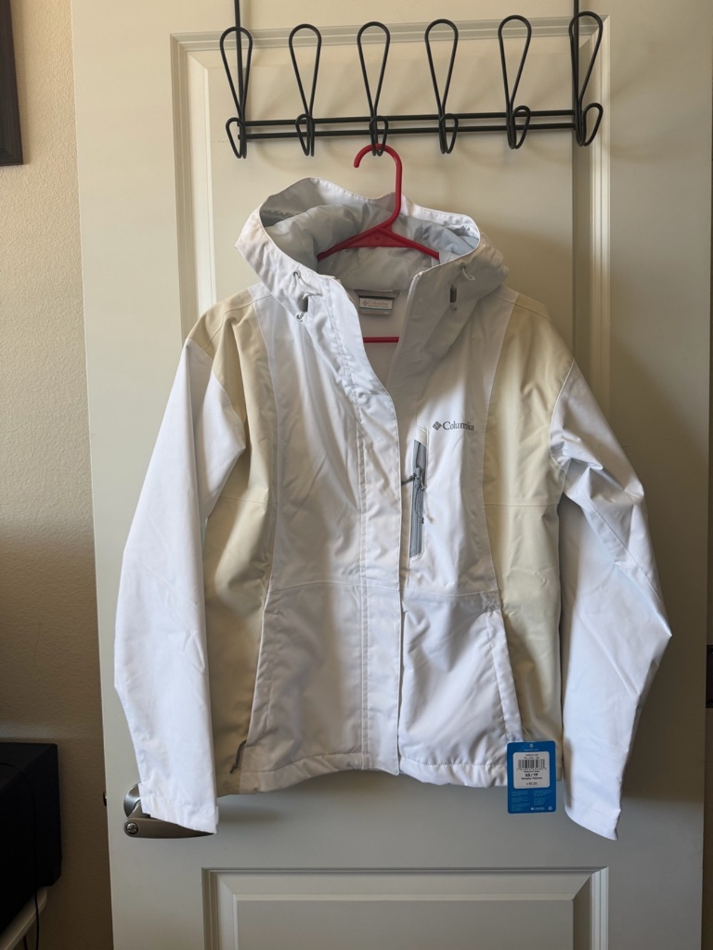 Columbia White Waterproof Hooded Jacket XS